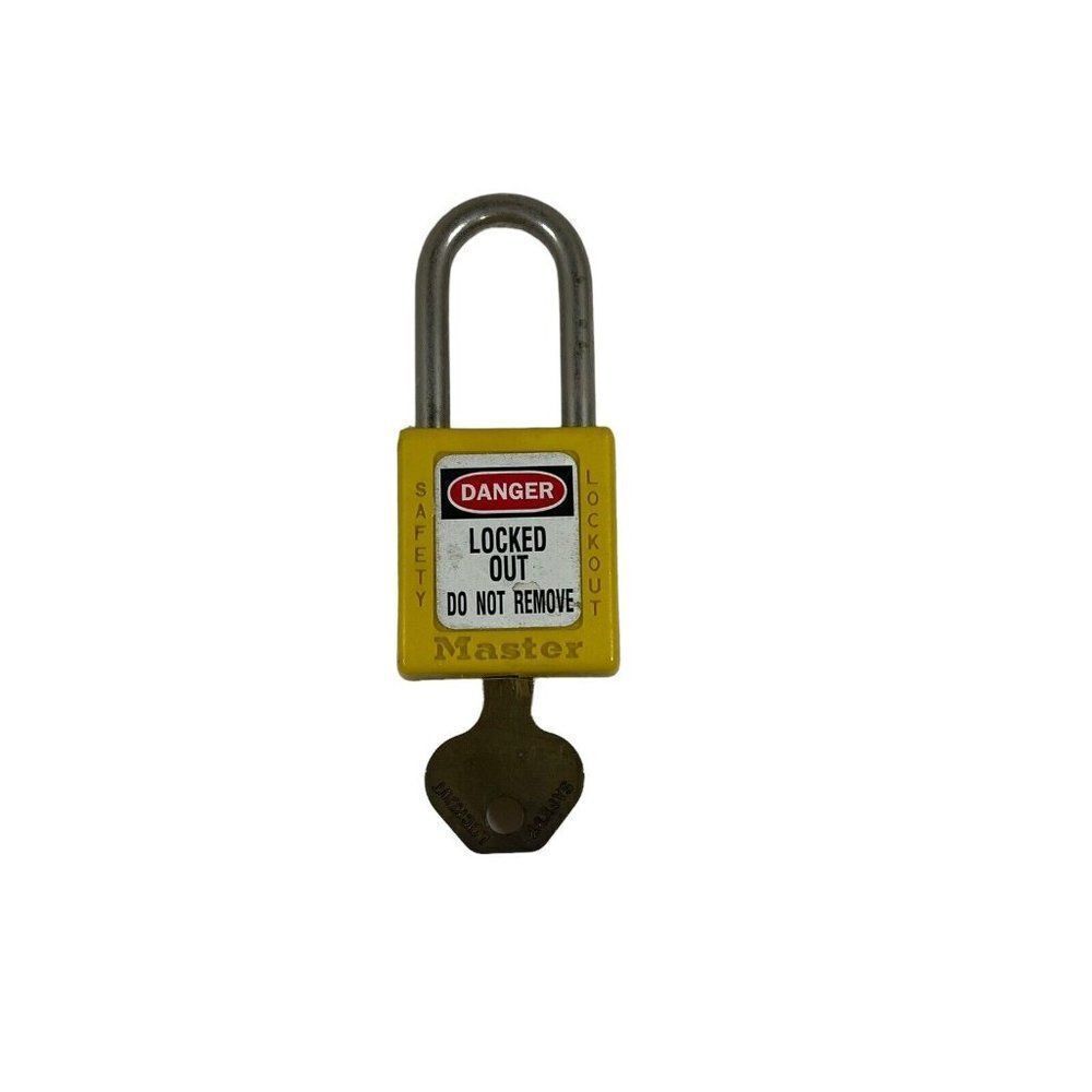 Master Lock Thermoplastic Safety Yellow Lockout Padlock With Key DANGER locked